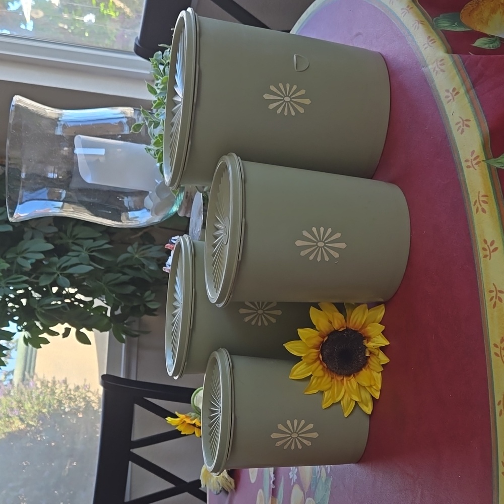 Tupperware canister set of 4 green